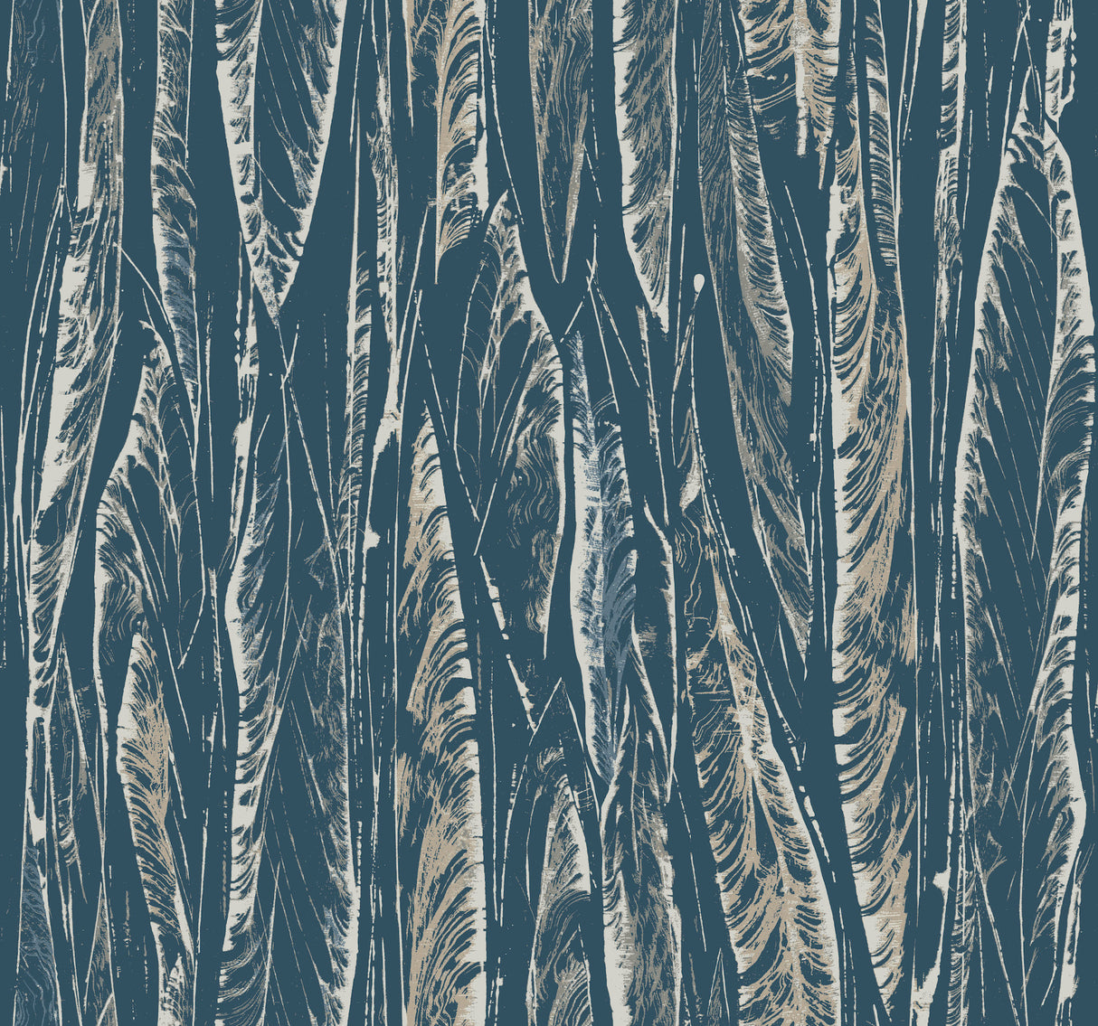 York OG0581 Native Leaves Navy Wallpaper