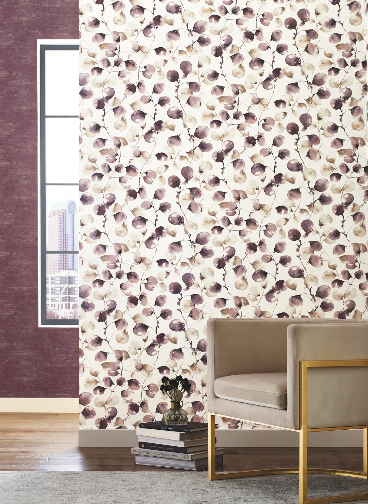 York OG0592 Eucalpytus Trail Mulberry Wallpaper