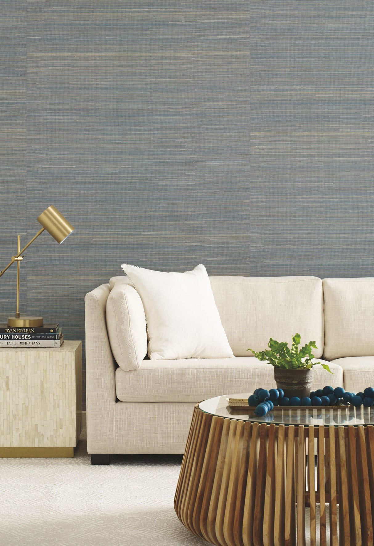 York OG0623 Abaca Weave Blue Wallpaper