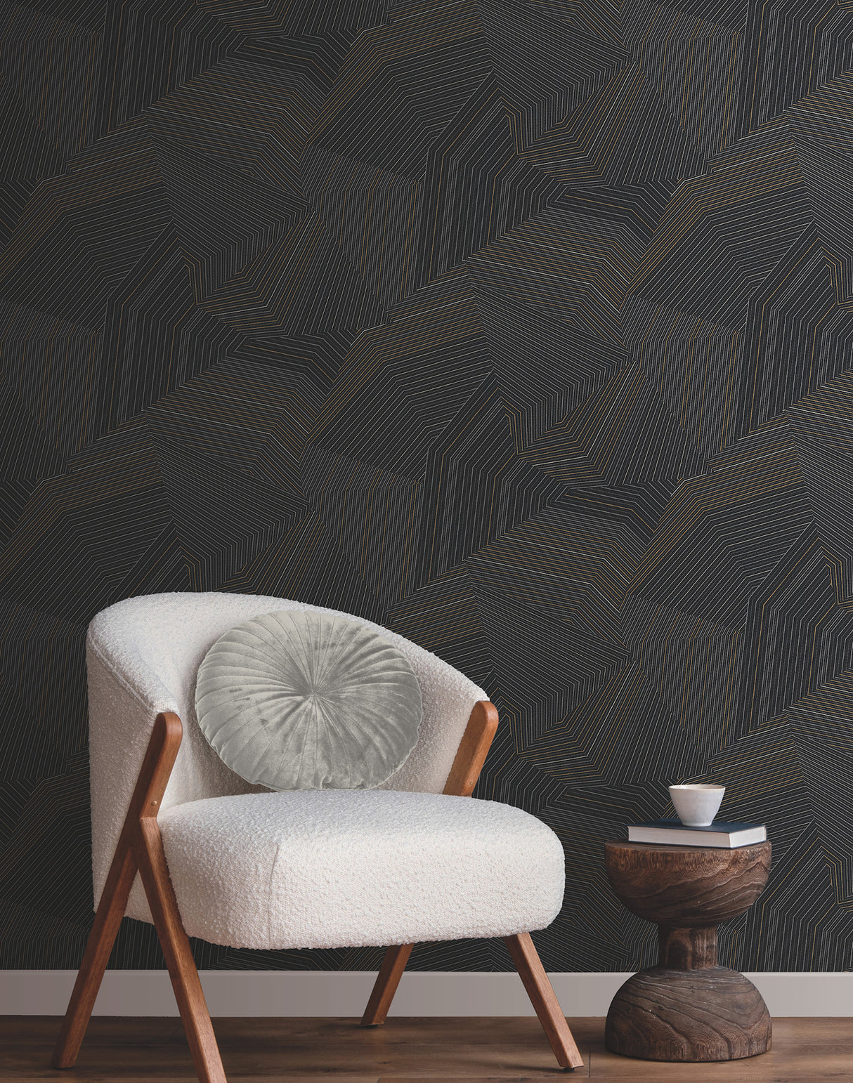 York OI0614 Dotted Maze Black Wallpaper