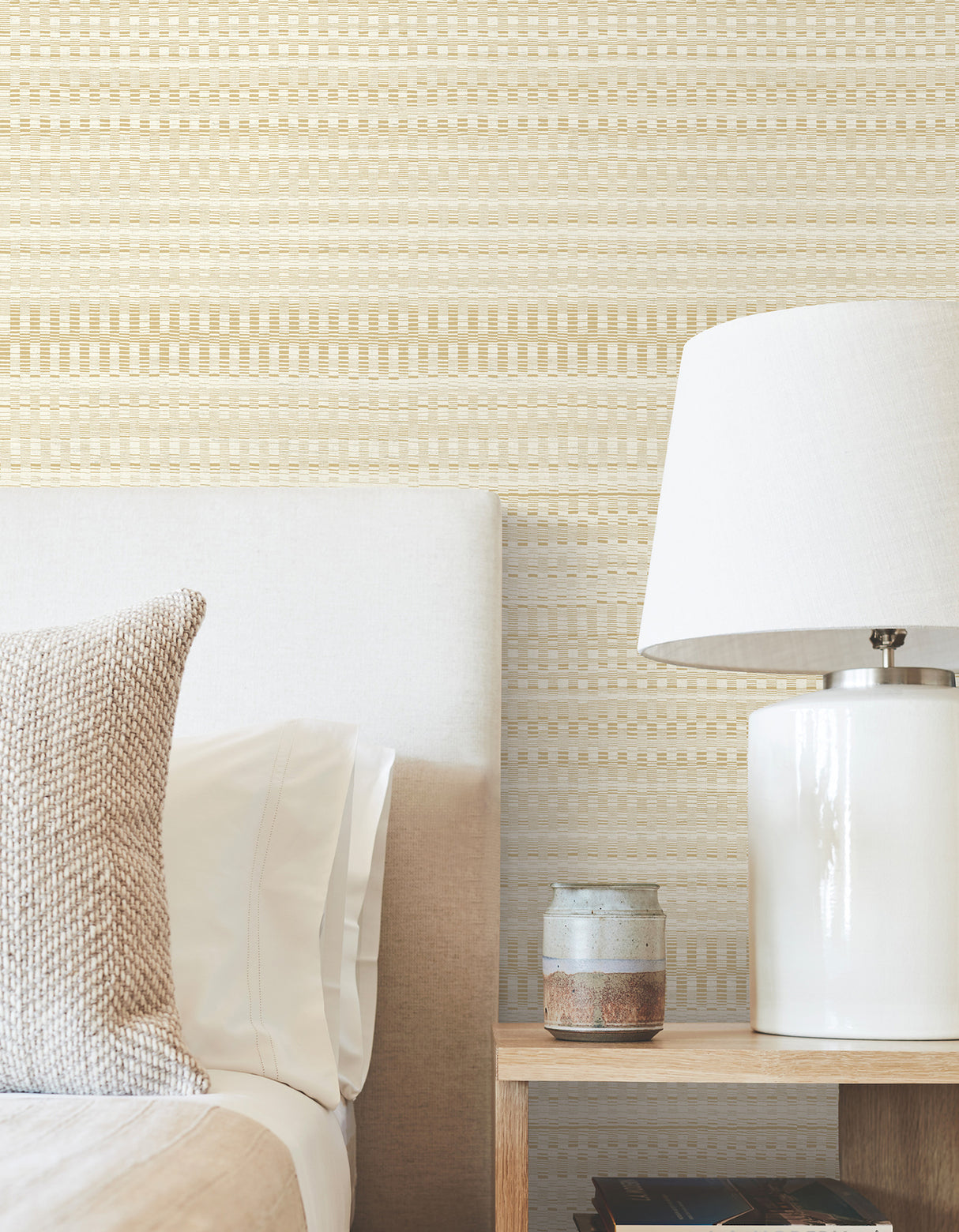 York OI0621 Tapestry Stitch Mustard Wallpaper