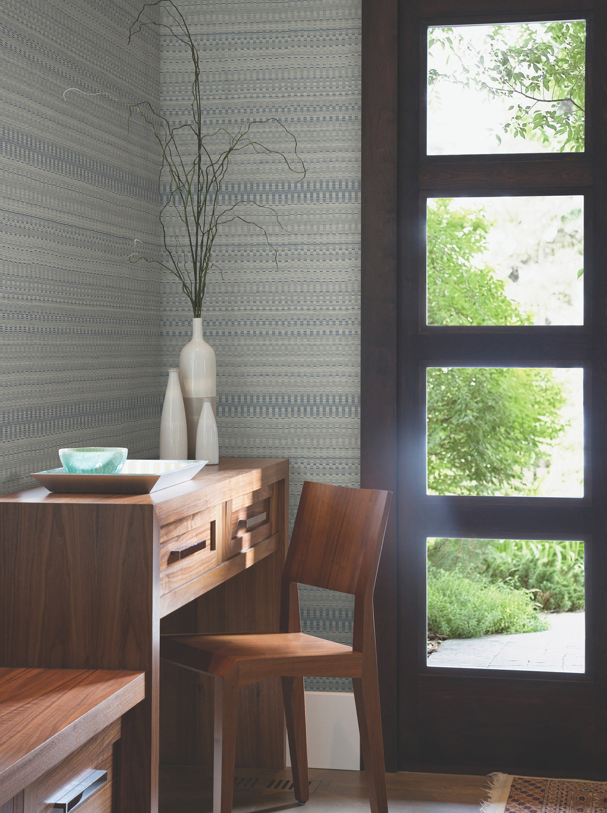 York OI0625 Tapestry Stitch Navy Wallpaper