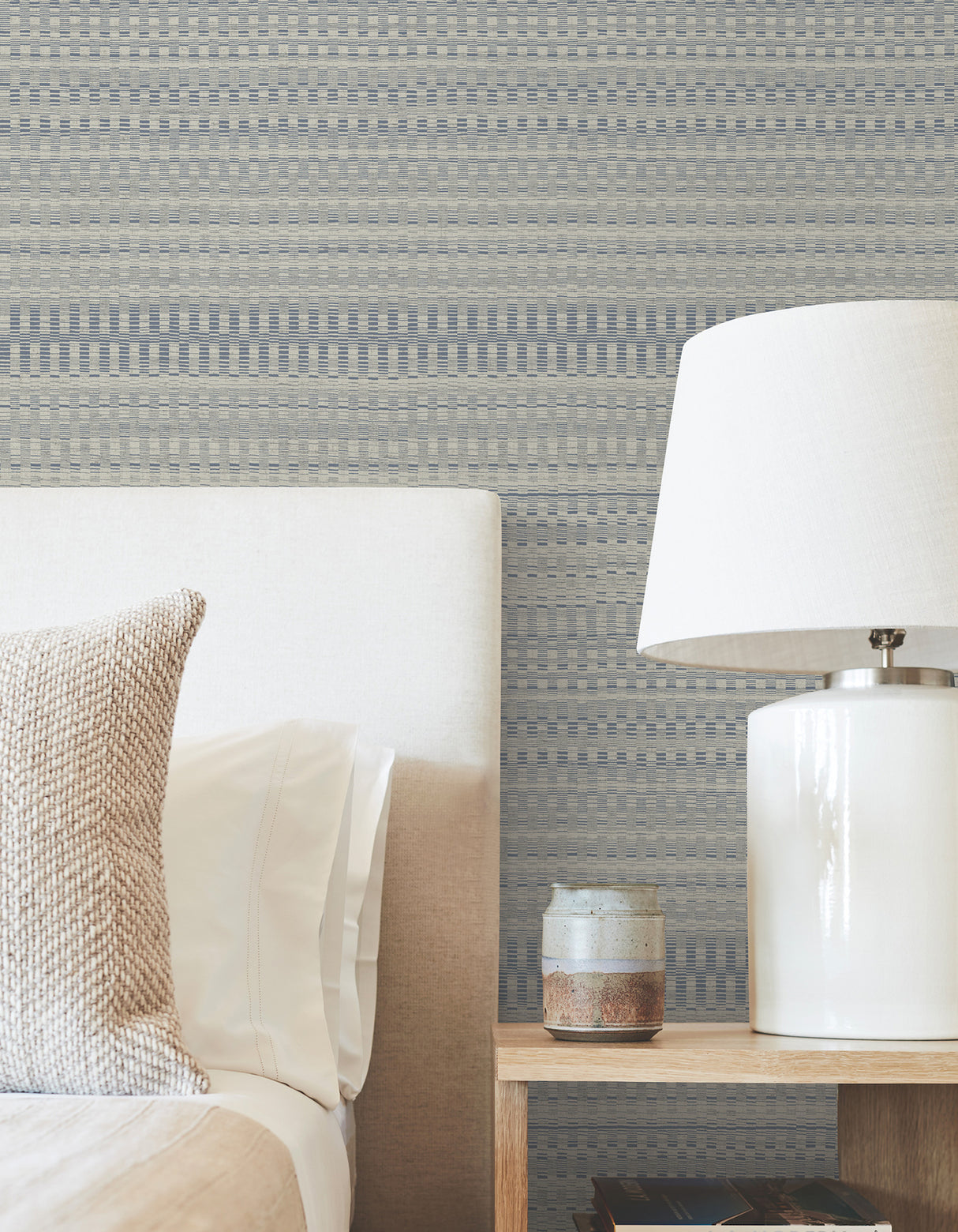 York OI0625 Tapestry Stitch Navy Wallpaper