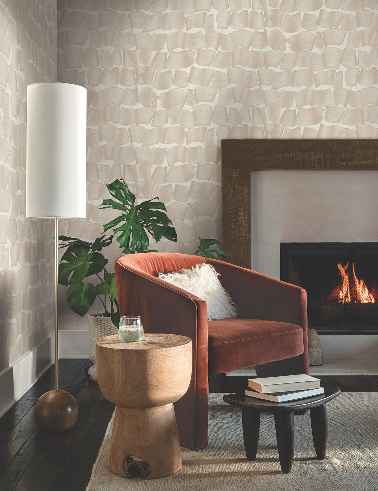 York OI0653 Brushed Ink Blush Wallpaper