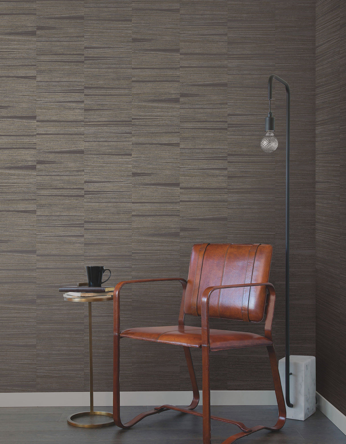 York OI0661 Line Stripe Charcoal Wallpaper