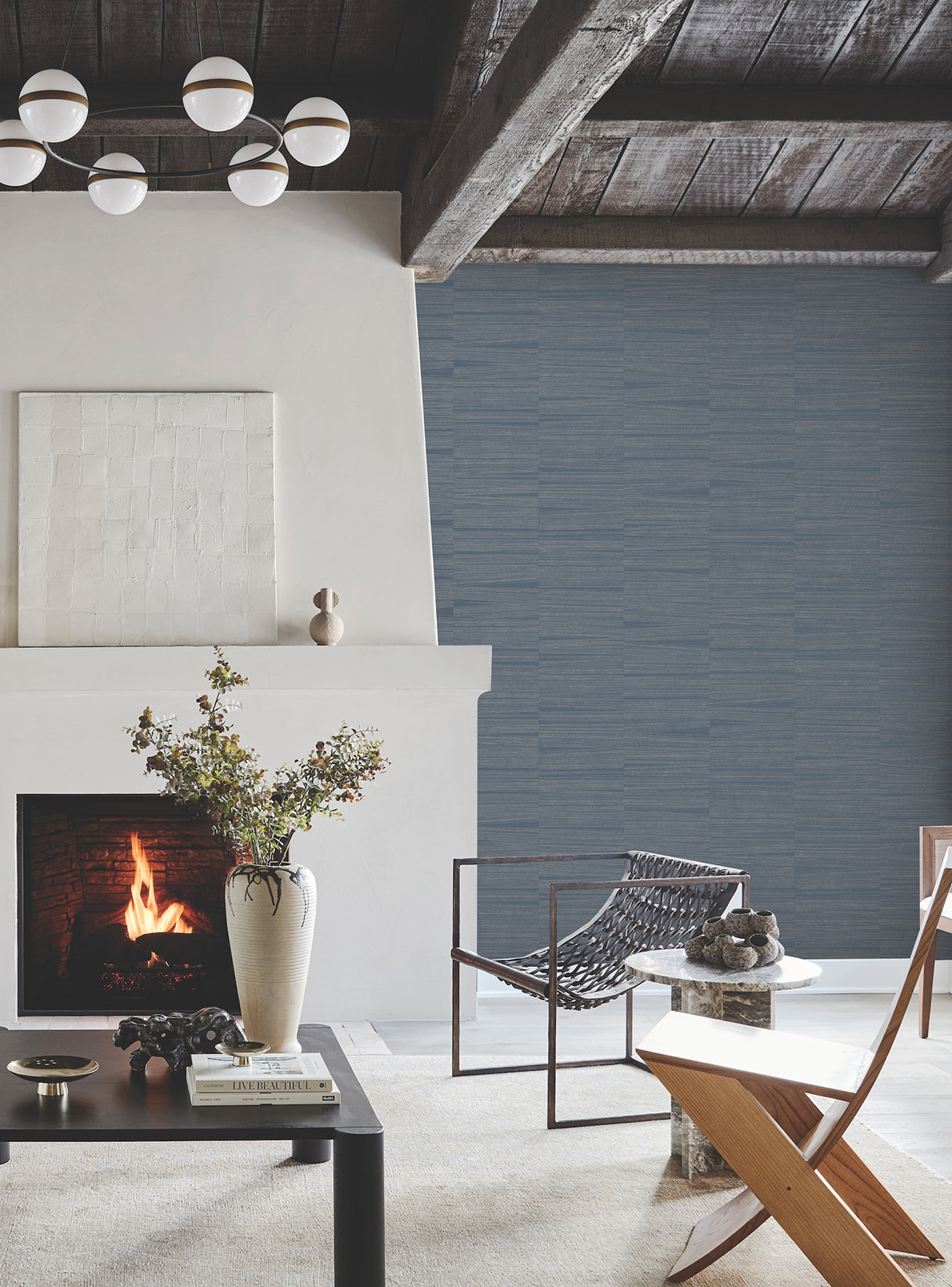 York OI0663 Line Stripe Indigo Wallpaper