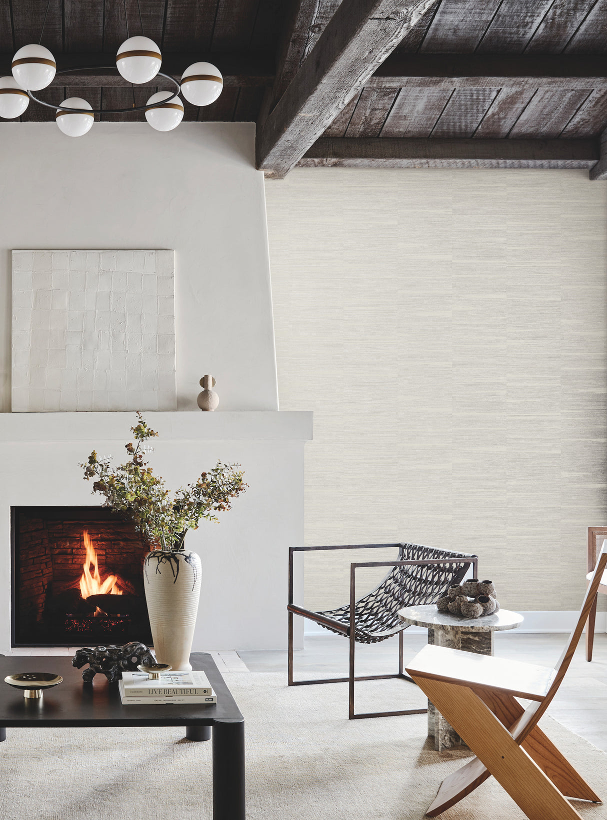 York OI0666 Line Stripe Putty Wallpaper