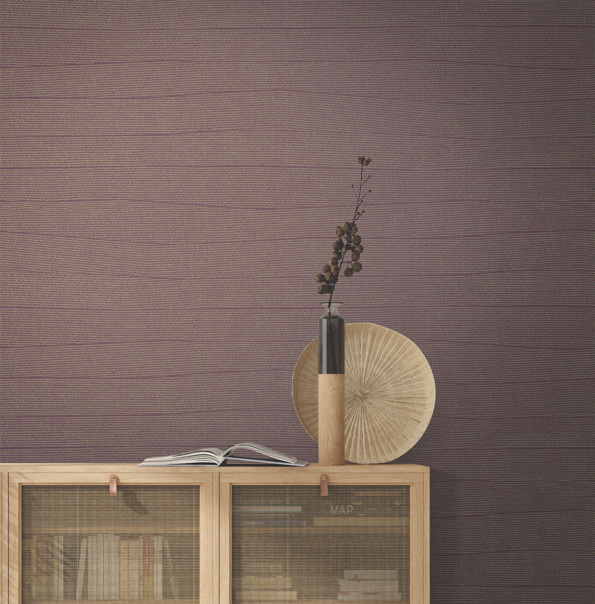 York OI0691 Natural Grid Mulberry Wallpaper
