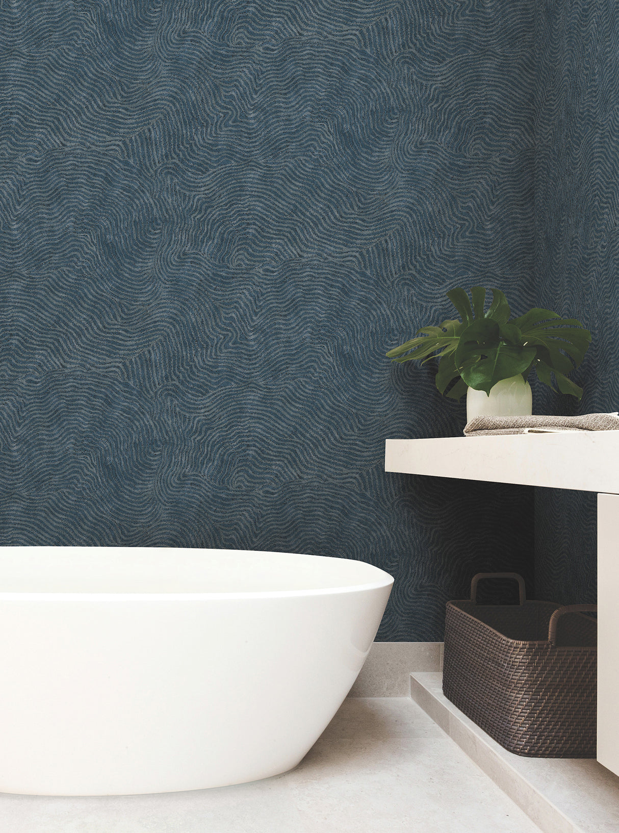 York OI0714 Modern Wood Indigo Wallpaper
