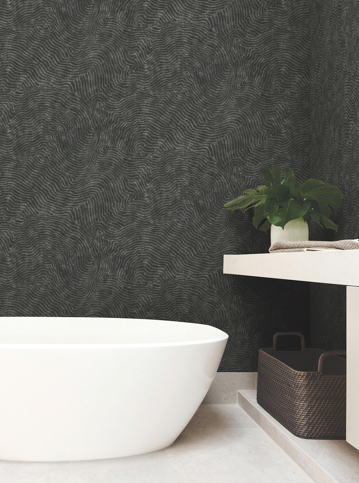 York OI0716 Modern Wood Black Wallpaper