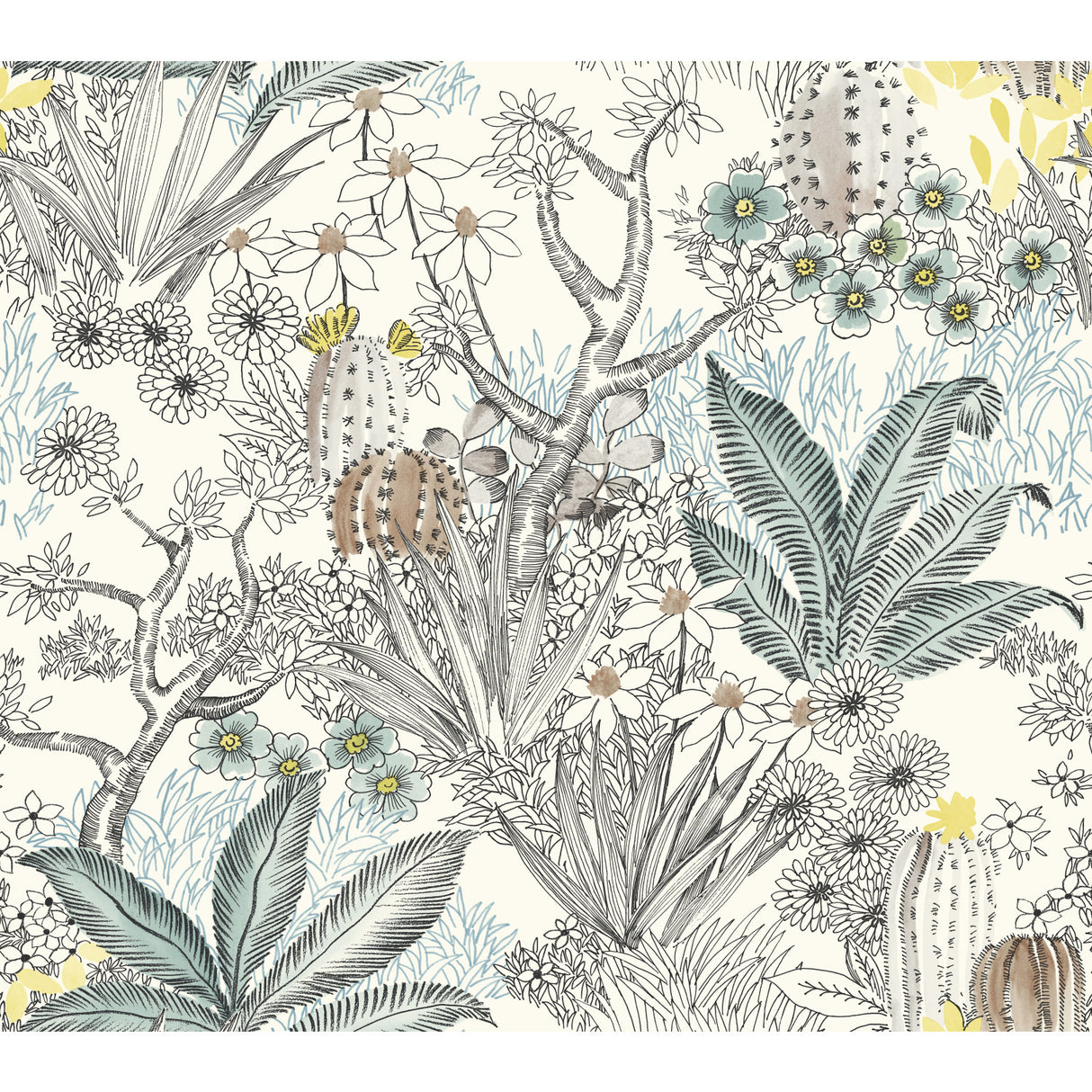 York ON1611 Flowering Desert Black Wallpaper