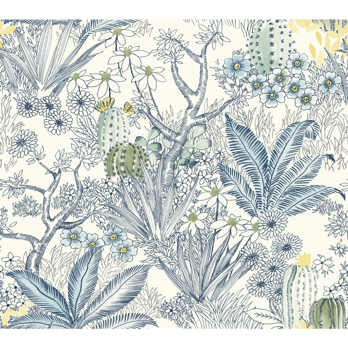 York ON1612 Flowering Desert Blue Wallpaper