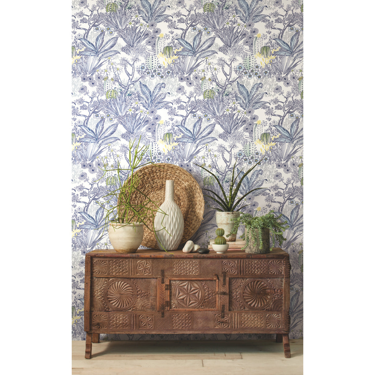 York ON1612 Flowering Desert Blue Wallpaper