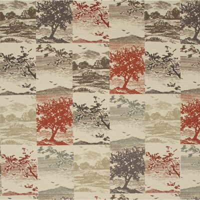 MULBERRY OPEN SPACES.RED/CHA.0 OPEN SPACES RED/CHARCOAL Fabric - Eade's Wallpaper