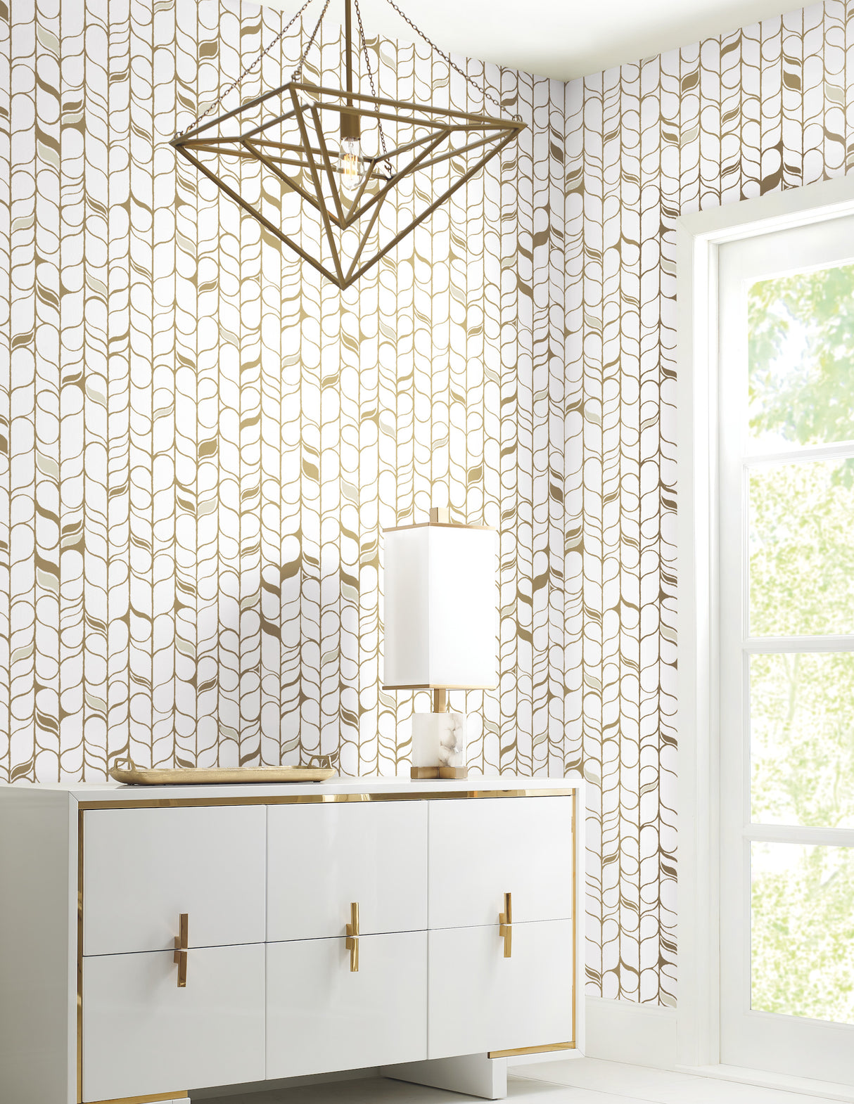 York OS4201 Perfect Petals White & Gold Wallpaper