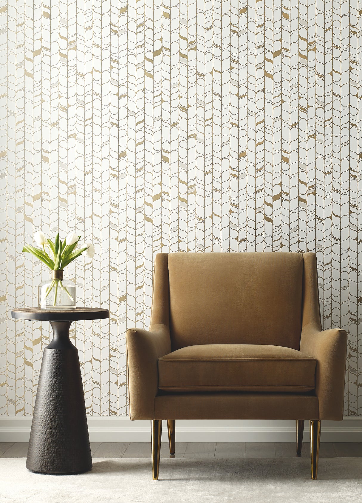 York OS4201 Perfect Petals White & Gold Wallpaper