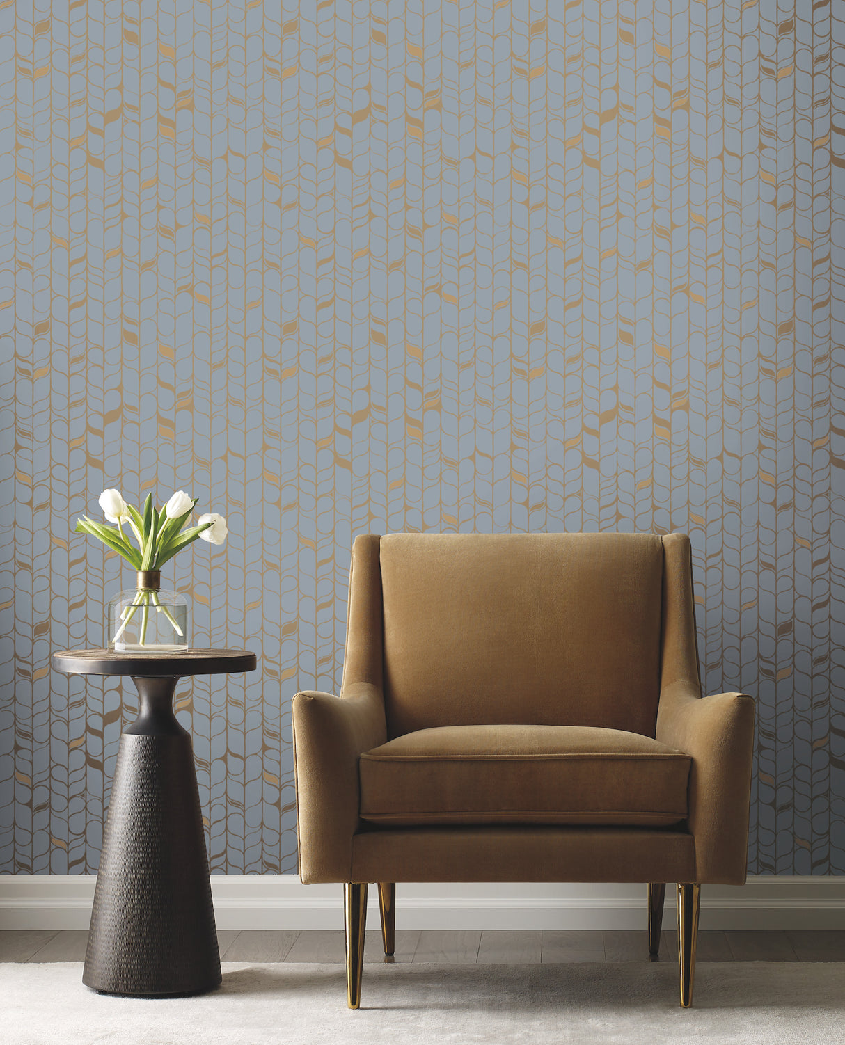 York OS4202 Perfect Petals Blue & Gold Wallpaper