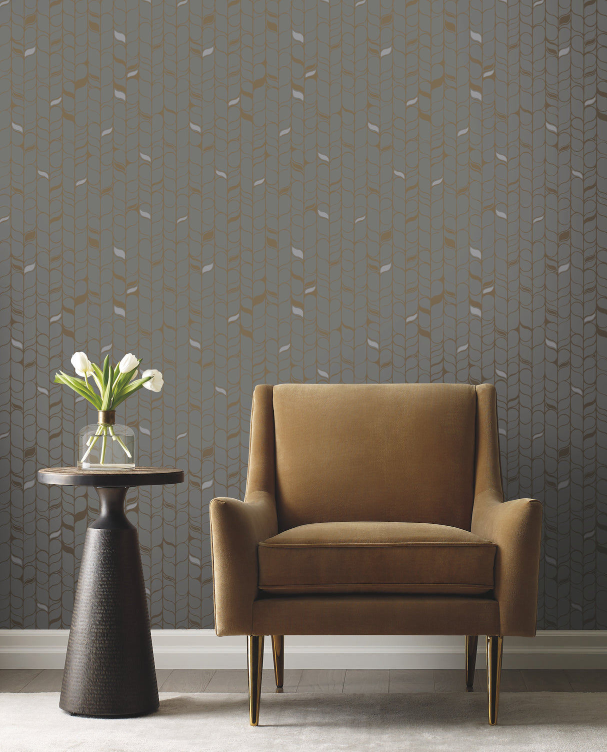 York OS4203 Perfect Petals Grey & Gold Wallpaper