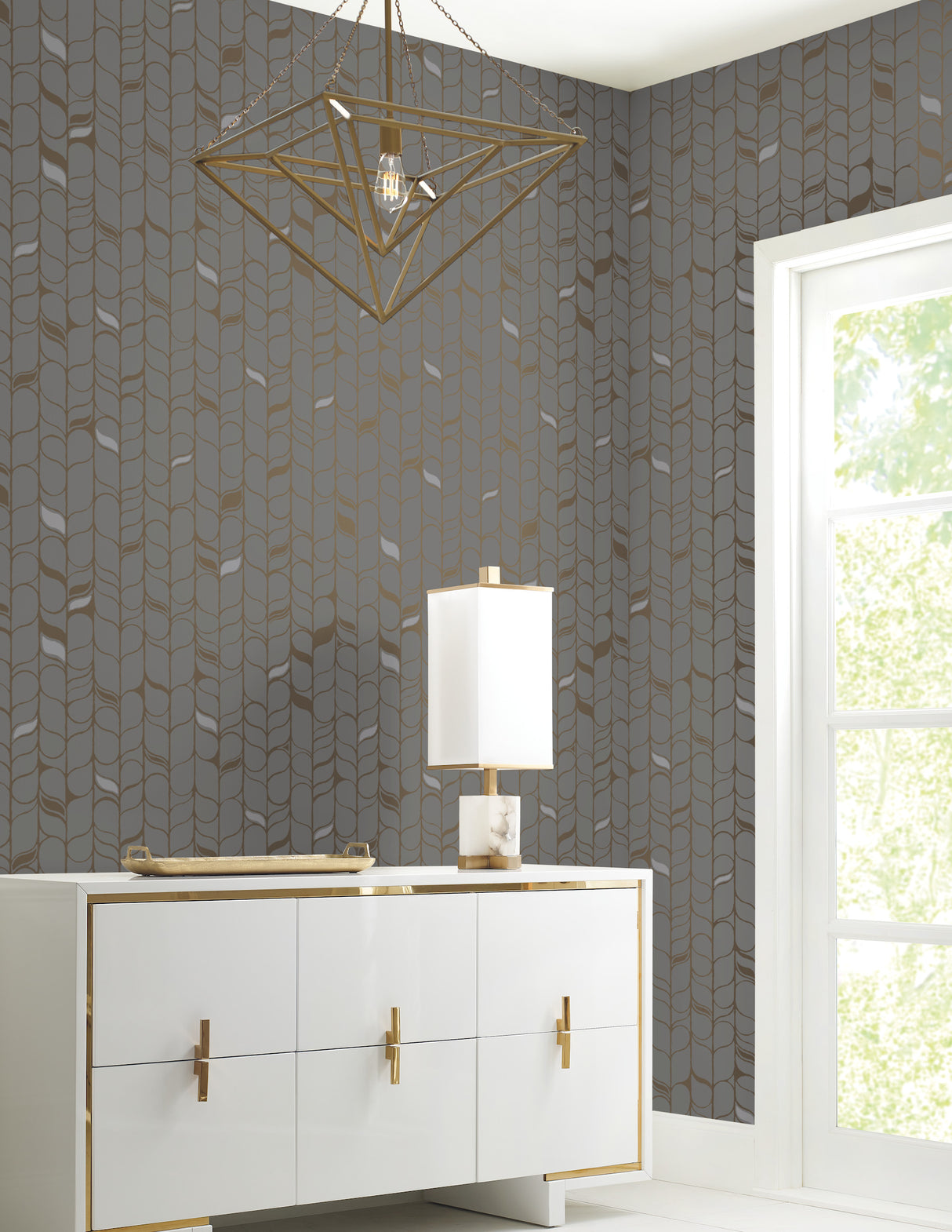 York OS4203 Perfect Petals Grey & Gold Wallpaper