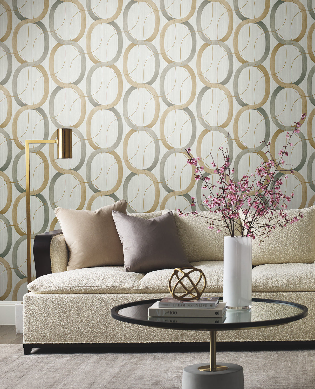 York OS4212 Interlock Dark Taupe Wallpaper