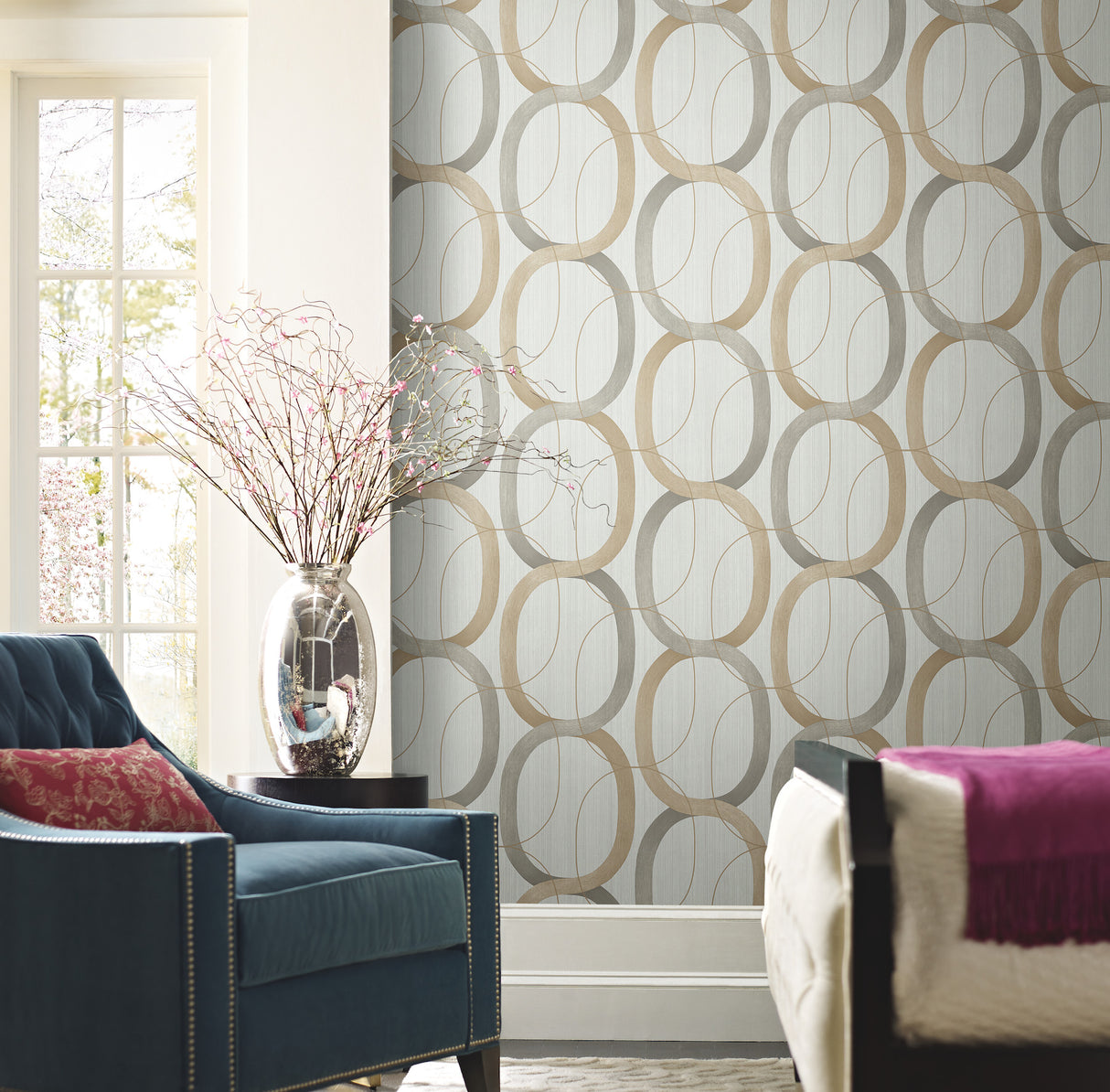 York OS4212 Interlock Dark Taupe Wallpaper