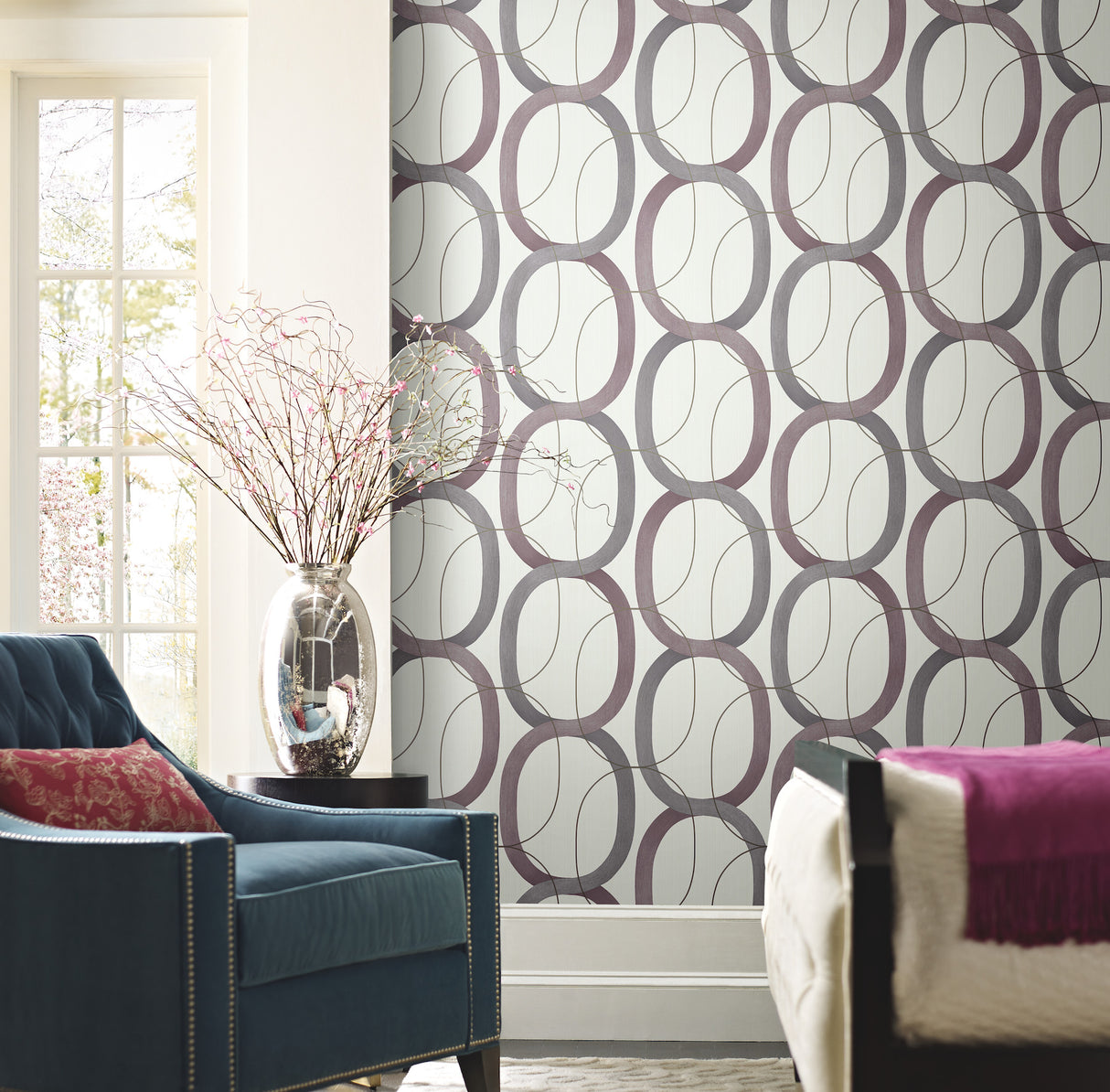 York OS4216 Interlock Plum Wallpaper