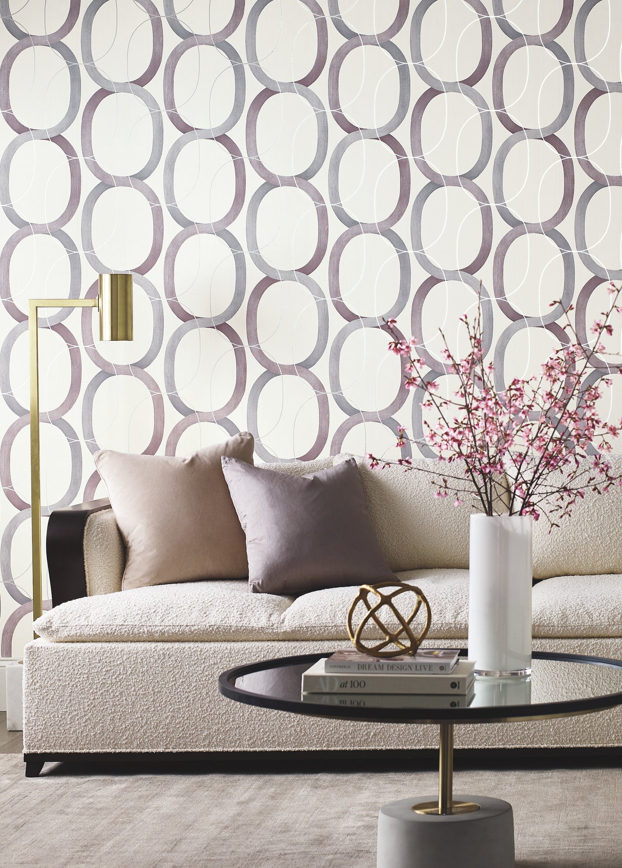 York OS4216 Interlock Plum Wallpaper