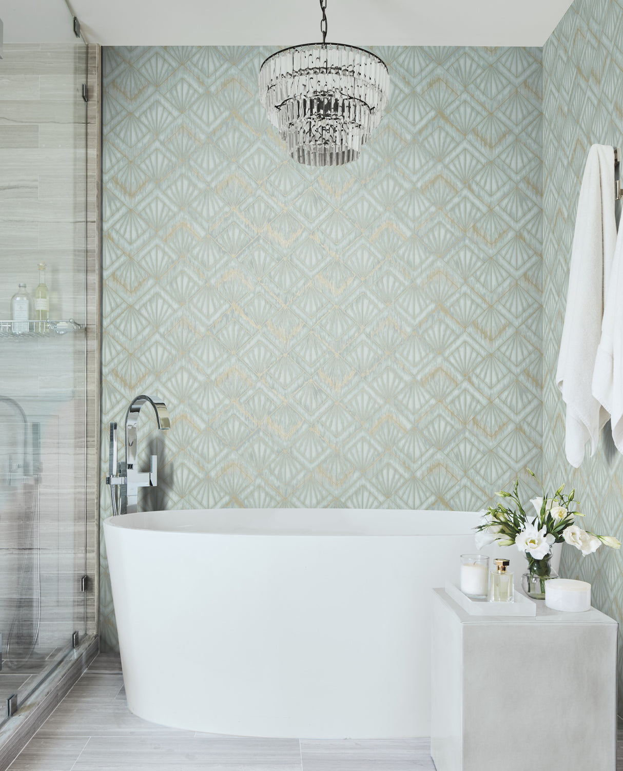 York OS4273 Modern Shell Light Blue Wallpaper