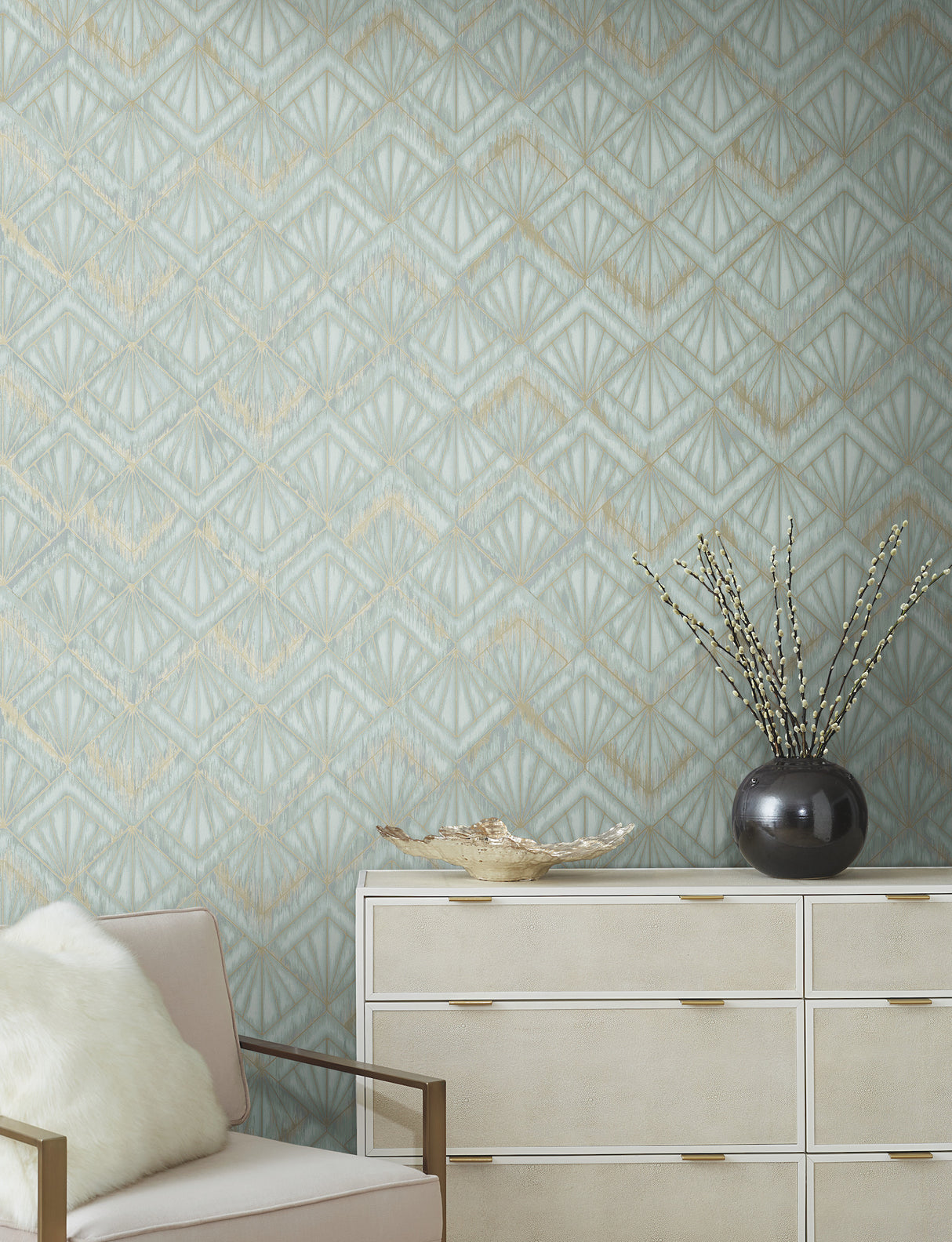 York OS4273 Modern Shell Light Blue Wallpaper