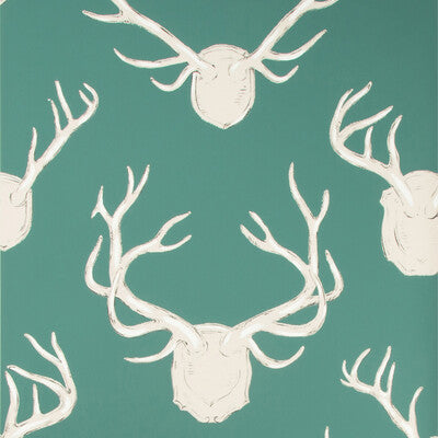 LEE JOFA P2017102.13.0 ANTLERS PAPER TEAL Wallpaper - Eade's Wallpaper