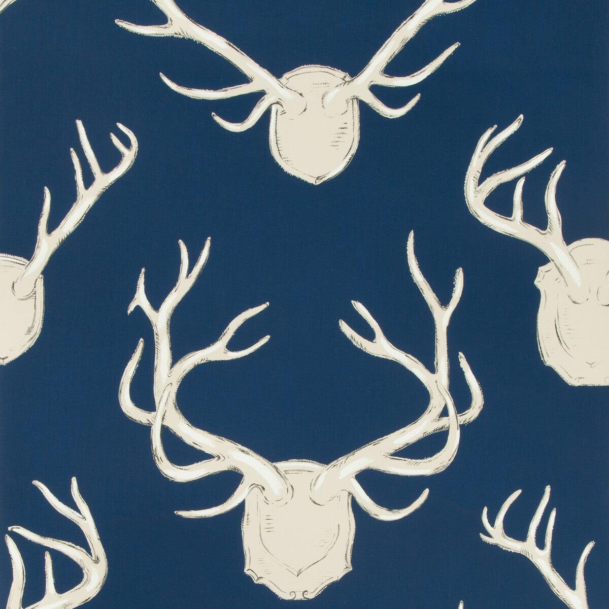 LEE JOFA P2017102.50.0 ANTLERS PAPER NAVY Wallpaper - Eade's Wallpaper