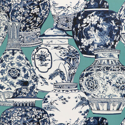 LEE JOFA P2020108.1350.0 PANDAN PAPER AQUA/BLUE Wallpaper - Eade's Wallpaper