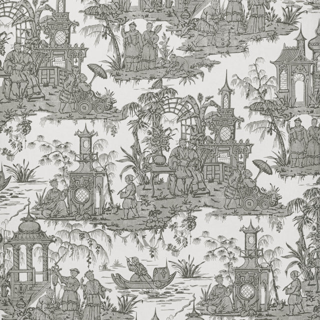 LEE JOFA P2020110.816.0 PAGODA TOILE PAPER COAL Wallpaper - Eade's Wallpaper