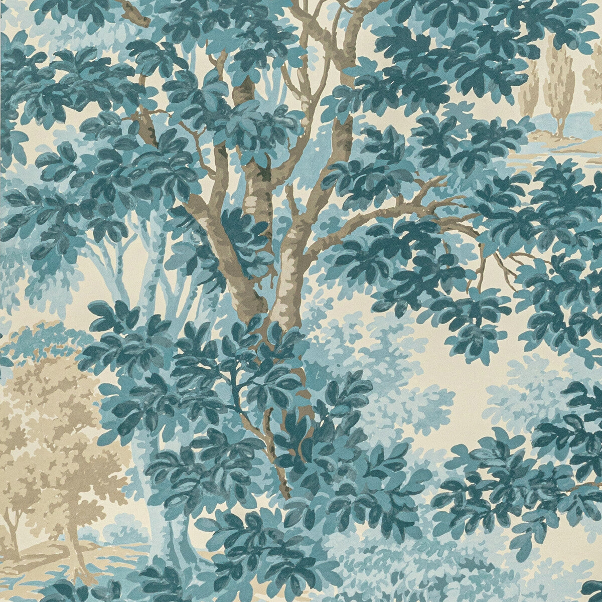 LEE JOFA P2022104.13.0 WOODLAND PAPER AQUA Wallpaper - Eade's Wallpaper