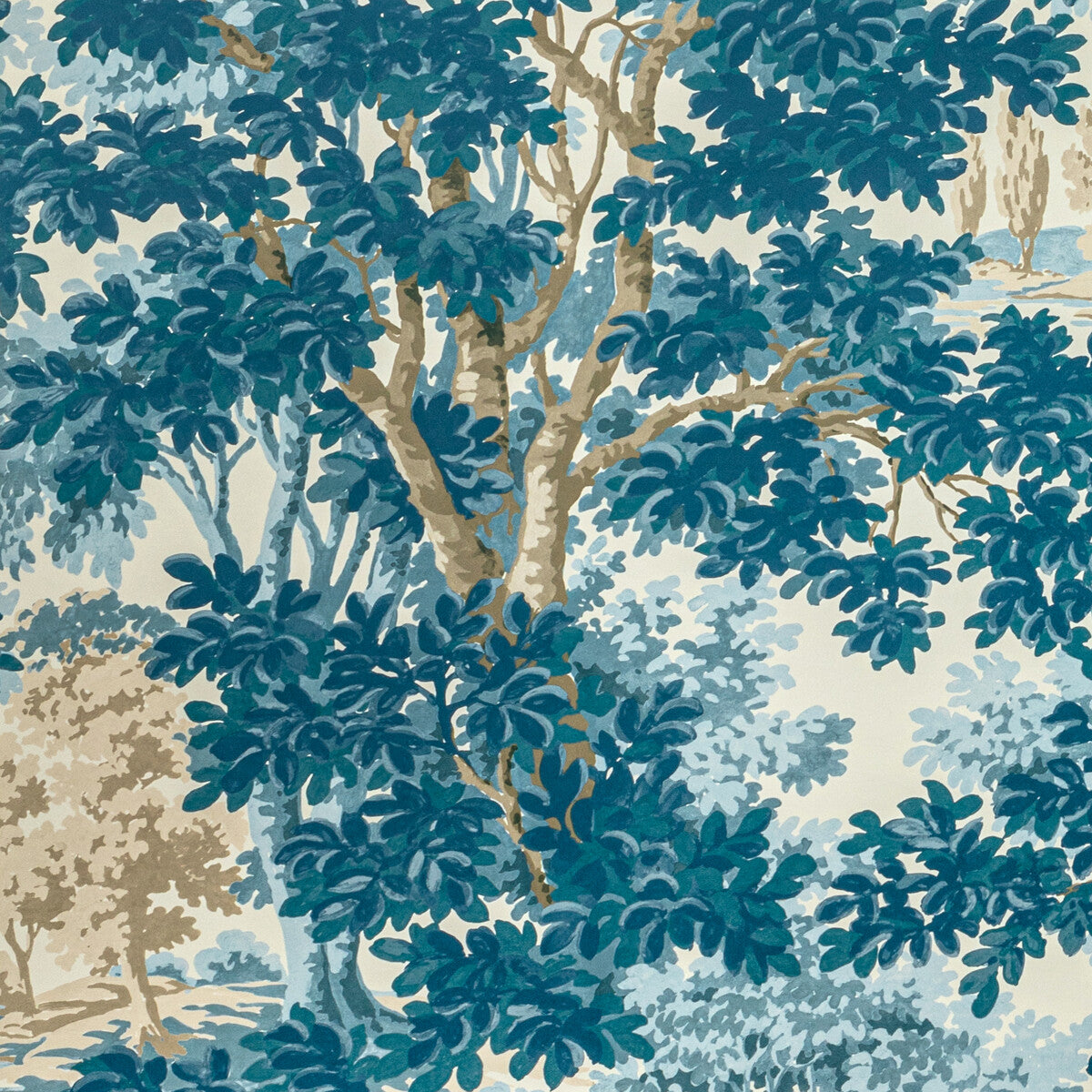 LEE JOFA P2022104.155.0 WOODLAND PAPER BLUE Wallpaper - Eade's Wallpaper