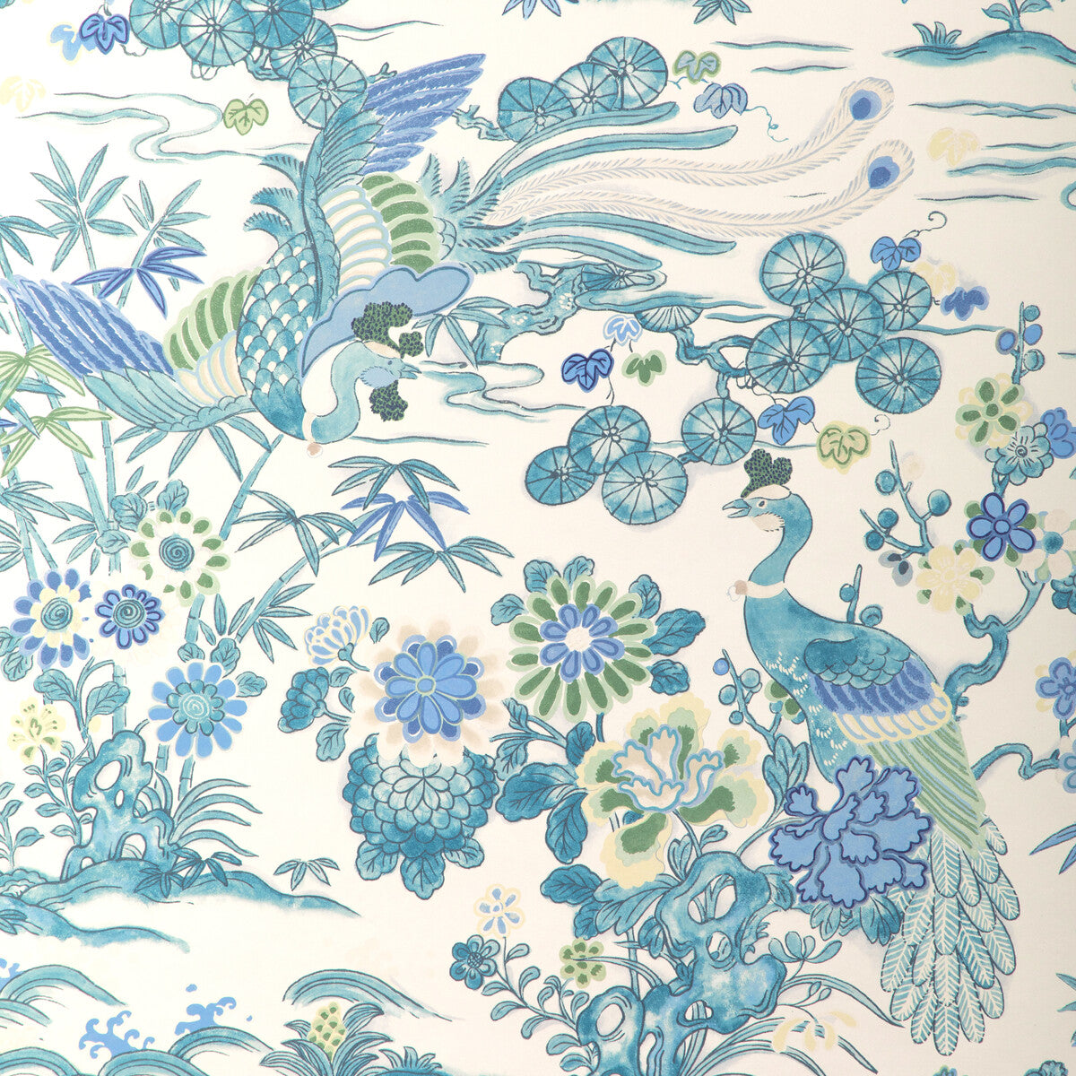 LEE JOFA P2023124.353.0 SAKURA PAPER TEAL Wallpaper - Eade's Wallpaper