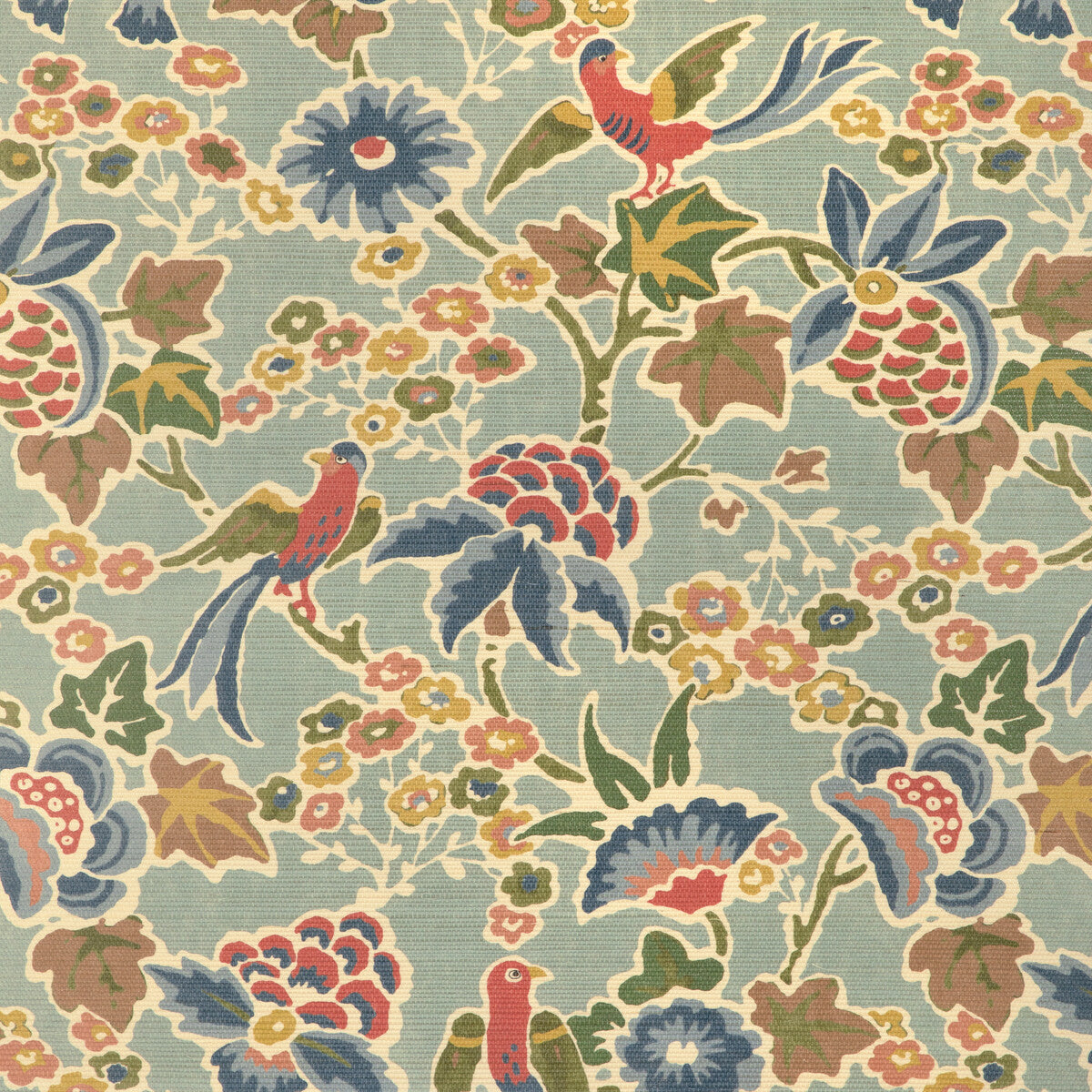 LEE JOFA P2023127.353.0 POSY PAPER AQUA/IVY Wallpaper - Eade's Wallpaper