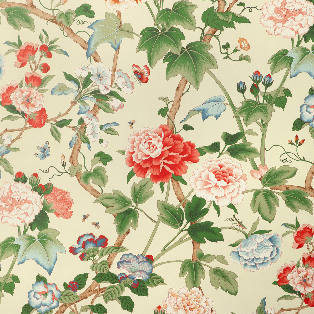 LEE JOFA P2023128.319.0 GARDENIA PAPER RED/GREEN Wallpaper - Eade's Wallpaper
