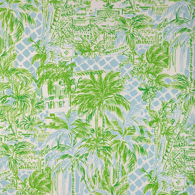 LEE JOFA P2025113.153.0 PALM BEACH WP BLUE/GREEN Fabric - LILLY PULITZER III WALLCOVERING