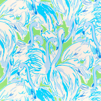 LEE JOFA P2025114.315.0 PINK COLONY WP GREEN/BLUE Fabric - LILLY PULITZER III WALLCOVERING