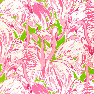 LEE JOFA P2025114.73.0 PINK COLONY WP GREEN/PINK Fabric - LILLY PULITZER III WALLCOVERING