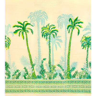 LEE JOFA P2025115.1630.0 PALMS WAY MURAL GC GREEN Fabric - LILLY PULITZER III WALLCOVERING