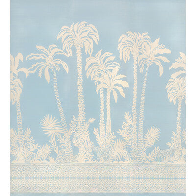 LEE JOFA P2025115.51.0 PALMS WAY MURAL GC BLUE Fabric - LILLY PULITZER III WALLCOVERING
