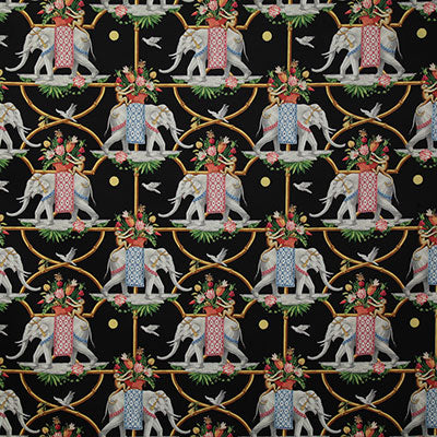 Pindler ELEPHANT PARADE NOIR P6689 Fabric - Fabric Collectio