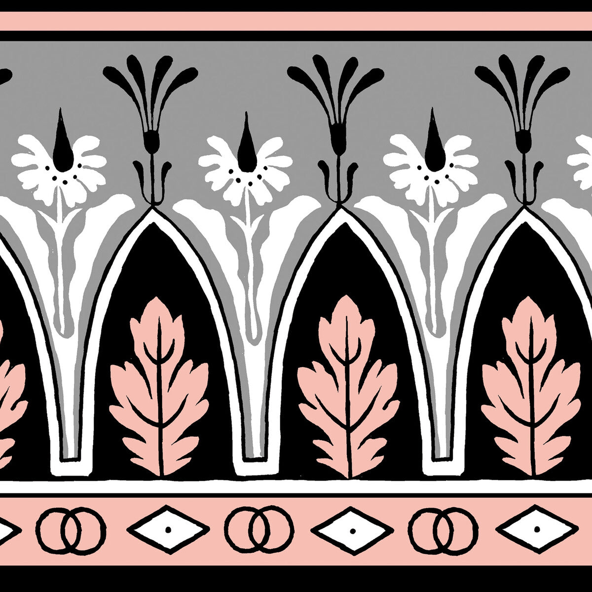 BRUNSCHWIG & FILS P8015106.1711.0 LOLA MONTEZ BDR ROSE/GREY Wallpaper - Eade's Wallpaper