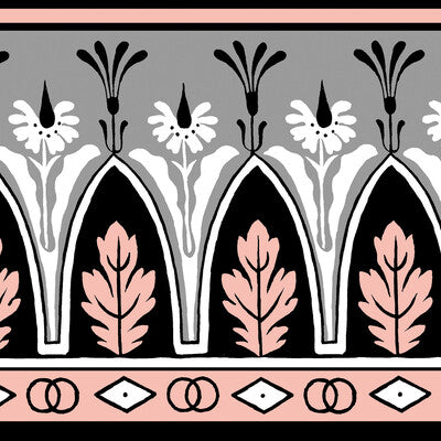 BRUNSCHWIG & FILS P8015106.1711.0 LOLA MONTEZ BDR ROSE/GREY Wallpaper - Eade's Wallpaper