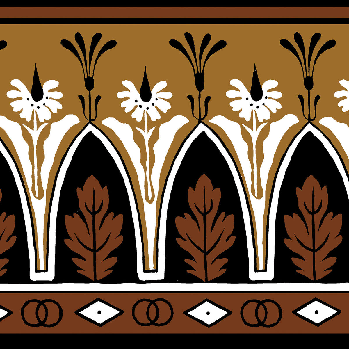 BRUNSCHWIG & FILS P8015106.6.0 LOLA MONTEZ BDR TOBACCO Wallpaper - Eade's Wallpaper