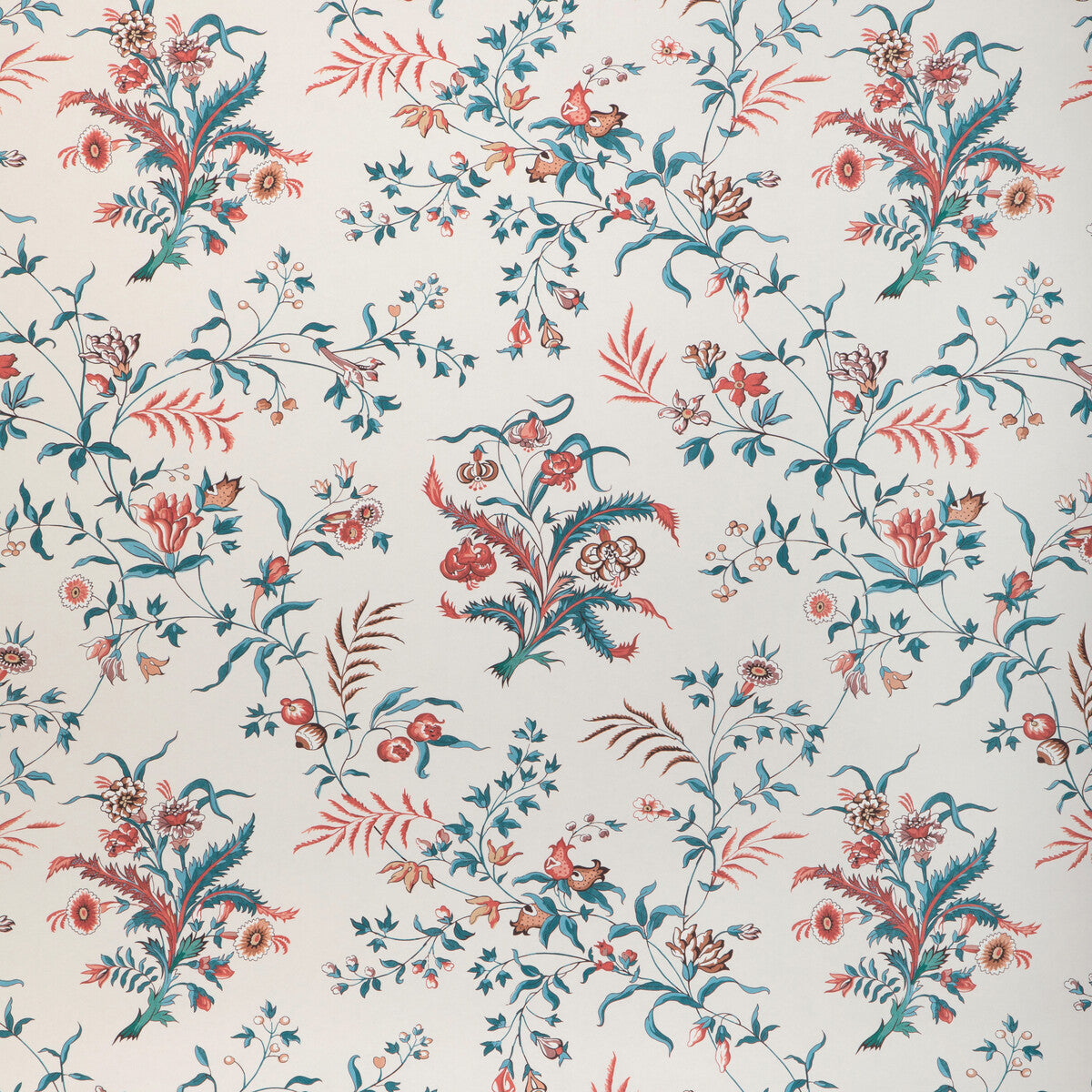 BRUNSCHWIG & FILS P8023105.517.0 CHANCAY TEAL/ROSE Wallpaper - Eade's Wallpaper