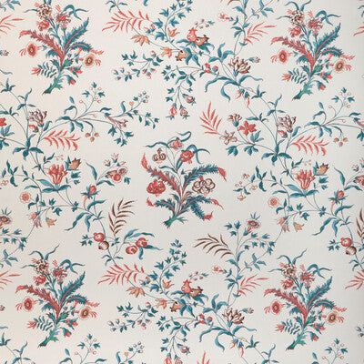 BRUNSCHWIG & FILS P8023105.517.0 CHANCAY TEAL/ROSE Wallpaper - Eade's Wallpaper