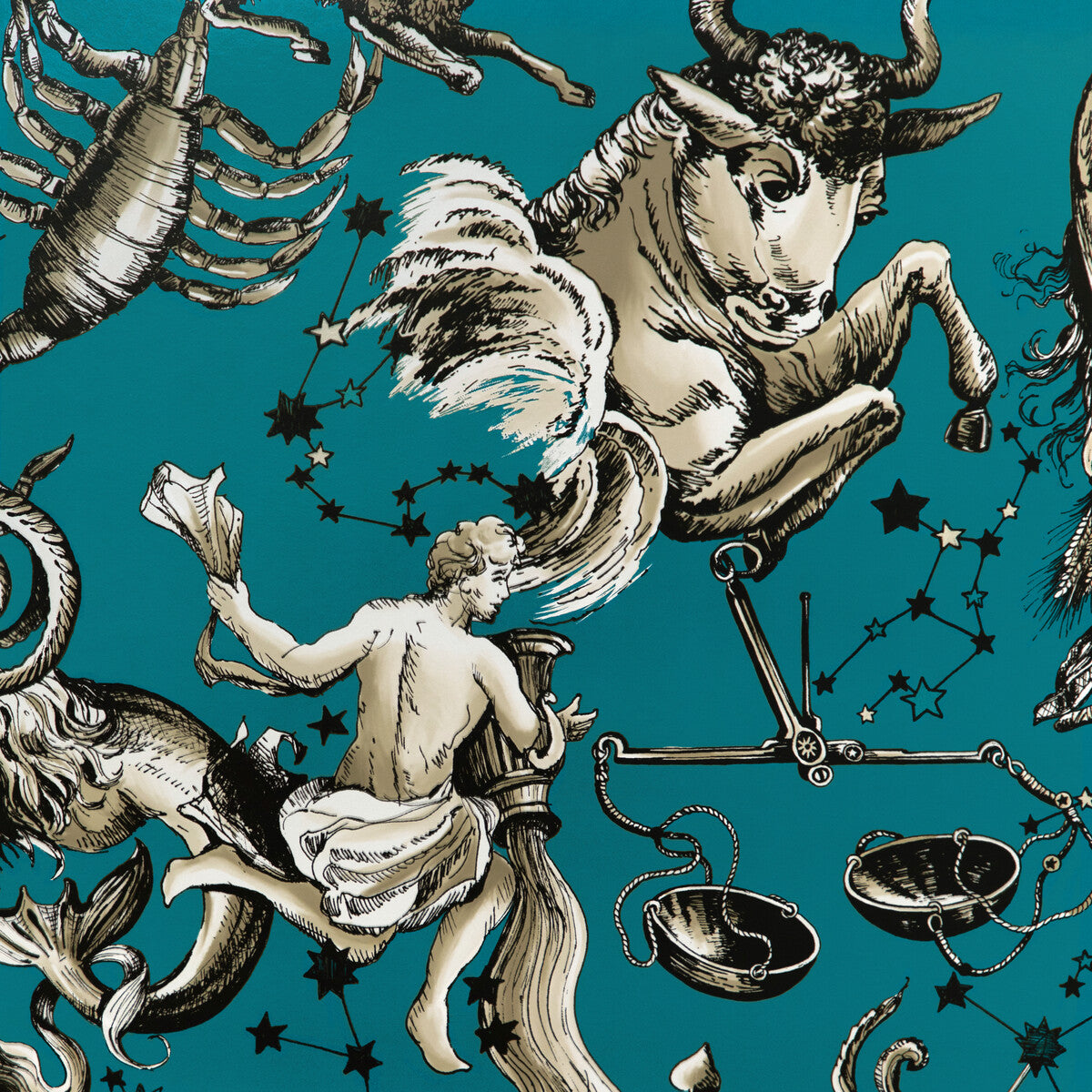 BRUNSCHWIG & FILS P8023110.13.0 COSMIQUE TEAL Wallpaper - Eade's Wallpaper